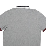TOMMY HILFIGER Mens Grey & Burgundy Short Sleeve Basic Polo Shirt 2XL Cotton