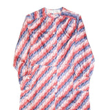 LAUSANIA Womens Red & Pink & Blue Print Day Polyester Dress L Button Sleeve