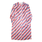 LAUSANIA Womens Red & Pink & Blue Print Day Polyester Dress L Button Sleeve