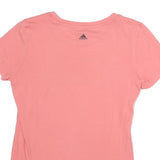 ADIDAS Womens Pink Graphic T-Shirt S Short Sleeve Crew Neck Logo Print Cotton