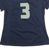 NIKE Womens Blue Seahawks Football Shirt M Short Sleeve V-Neck 3 Wilson NFL