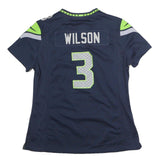 NIKE Womens Blue Seahawks Football Shirt M Short Sleeve V-Neck 3 Wilson NFL