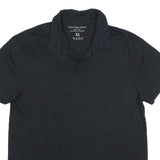 CALVIN KLEIN JEANS Mens Black Cotton Blend Short Sleeve Plain Polo Shirt XL