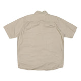 WRANGLER Mens Beige Cotton Blend Short Sleeve Shirt L Casual Utility Workwear