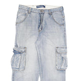 PLAYBIGG Mens Jeans Blue Relaxed Cargo Denim Rinse W34 L28 Casual Wear
