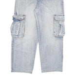 PLAYBIGG Mens Jeans Blue Relaxed Cargo Denim Rinse W34 L28 Casual Wear