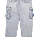 PLAYBIGG Mens Jeans Blue Relaxed Cargo Denim Rinse W34 L28 Casual Wear