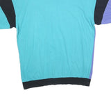 Mens Yellow & Purple & Blue V-Neck Short Sleeve Cotton Blend Shirt L Colour