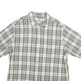 WOOLRICH Mens Green & White Check Cotton Blend Shirt L Short Sleeve Casual