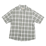 WOOLRICH Mens Green & White Check Cotton Blend Shirt L Short Sleeve Casual