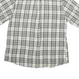 WOOLRICH Mens Green & White Check Cotton Blend Shirt L Short Sleeve Casual