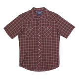 WRANGLER Mens Red & Grey Checked Short Sleeve Shirt M Casual Western Button