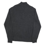 CALVIN KLEIN Mens Charcoal Grey Plain Pullover Jumper Zip Collar Cotton XL