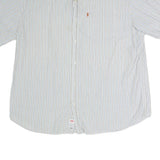LEVI'S Mens White & Blue Stripe Short Sleeve Shirt XL Casual Cotton Blend