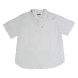 LEVI'S Mens White & Blue Stripe Short Sleeve Shirt XL Casual Cotton Blend
