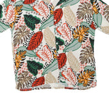 BREEZY Mens White Red Green Orange Leaf Print Shirt S Summer Casual Tropical