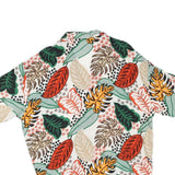 BREEZY Mens White Red Green Orange Leaf Print Shirt S Summer Casual Tropical