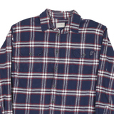 JACHS Mens Blue & White Check Shirt L Cotton Blend Casual Long Sleeve Relaxed
