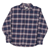 JACHS Mens Blue & White Check Shirt L Cotton Blend Casual Long Sleeve Relaxed
