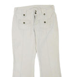 GARAGE Womens Cotton Blend White Regular Fit Bootcut Trousers W30 L28 Casual Zip