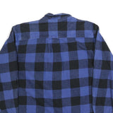 FIELD & STREAM Mens Blue & Black Check Shirt L Cotton Blend Long Sleeve Button