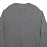 TOMMY HILFIGER Mens Grey Plain Cotton Blend Jumper Crew Neck Basic Knit 2XL
