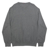 TOMMY HILFIGER Mens Grey Plain Cotton Blend Jumper Crew Neck Basic Knit 2XL