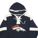 OIS Mens Navy & White Hoodie L Cotton Blend Pullover Lace-Up Collar Casual