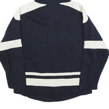 OIS Mens Navy & White Hoodie L Cotton Blend Pullover Lace-Up Collar Casual
