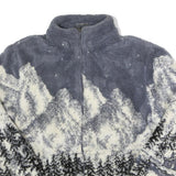 EGO Womens Grey & Cream Mountain Scene Zip Jacket L Acrylic Blend Winter Outdoor