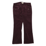 MICHAEL KORS Womens Cotton Blend Burgundy Regular Fit Straight Leg Trousers W38