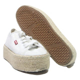 LEVI'S Women's White Canvas Platform Trainers UK 5 Espadrille Style Casual