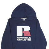 RUSSELL ATHLETIC Mens Navy Blue Pullover Hoodie S Cotton Logo Graphic