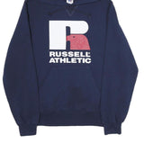 RUSSELL ATHLETIC Mens Navy Blue Pullover Hoodie S Cotton Logo Graphic