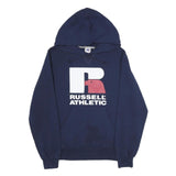RUSSELL ATHLETIC Mens Navy Blue Pullover Hoodie S Cotton Logo Graphic
