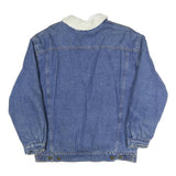 JEANS Mens Blue Cotton Blend Denim Jacket M Button Plain Sherpa Collar
