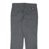 DICKIES Mens Cotton Blend Grey Regular Straight Trousers W30 L28 Workwear