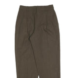 Womens Brown Regular Fit Straight Trousers W26 L28 Zip Closure Classic Style