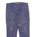 CARHARTT Mens Relaxed Cotton Blend Blue Workwear Trousers W40 L30 Zip Closure