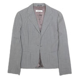 MARELLA Womens Grey Wool Blend Classic Jacket UK 8 Plain Tailored Blazer