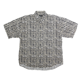 GREG NORMAN COLLECTION Mens Black & Grey Pattern Cotton Blend Shirt L Button