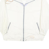 Womens White Polyester Blend Zip Up Casual Jacket L Plain Lightweight Stylish