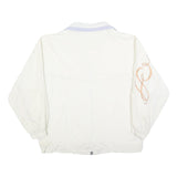 Womens White Polyester Blend Zip Up Casual Jacket L Plain Lightweight Stylish