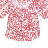 MINT VELVET Womens Red & White Floral Puff Sleeve Top UK 10 Summer Casual