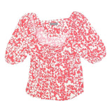 MINT VELVET Womens Red & White Floral Puff Sleeve Top UK 10 Summer Casual
