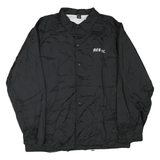 Mens Black Nylon Plain Button Jacket XL Classic Casual Lightweight Shell