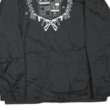 Mens Black Nylon Plain Button Jacket XL Classic Casual Lightweight Shell