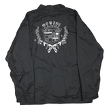 Mens Black Nylon Plain Button Jacket XL Classic Casual Lightweight Shell