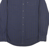 TOMMY HILFIGER Mens Blue Plaid Shirt L Cotton Blend Long Sleeve Casual