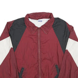 PRO SPIRIT Mens Maroon Black & White Windbreaker Jacket XL Nylon Colourblock Zip